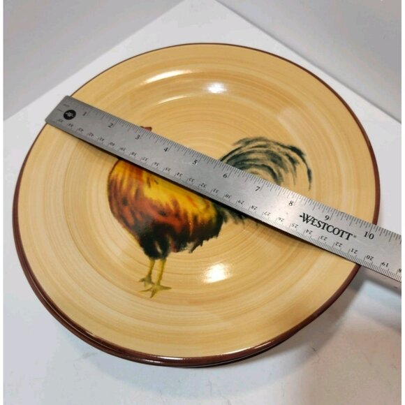 Oneida Casual Settings  Morning Rooster 10" Dinner Plates Set Of 5 Brushed Tan - Picture 7 of 9